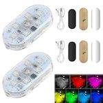 2 Pcs Car Led Lights Interior, 7 Colors Wireless Ambient Touch Leds Lights USB Rechargeable Interior Lights, Portable LED Reading Light for Car Rvs Trucks Camper Closet Cabinet Camping Bedroom