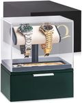 QWATCH Watch Stand Display Case - Acrylic Watch Box for 2 or 4 Watches with Jewelry Valet Tray and Drawer