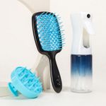 hair brush,Dry Vented detangling hair brush，scalp massager shampoo brush，Spray Bottle For Hair，water spray bottle，3-piece set。