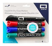 Quartet EnduraGlide Dry-Erase Markers Chisel Tip, Bold Colour, 4-pack, Assorted Colours, 3413803479