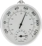 Indoor Outdoor Thermometer - Weather Dial Hygrometer Thermometer, No Battery Required Hanging Hygrometer for Wall, Table, Car, Greenhouse or Decorative, Round 4" in Diameter