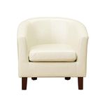 1home Bonded Leather Tub Chair Armchair for Dining Living Room Office Reception (Ivory)