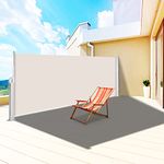 VEVOR Beige Retractable 63'x118'' Awning-Rugged Full Aluminum Rust-Proof Side Awning Patio Sunshine Privacy Divider Wind Screen. Longer Service Life, Suitable for Courtyard, Roof Terraces and Pools