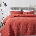 R.SHARE California Oversized Quilt King Size Bedding Sets with Pillow Shams, Burnt Orange Red Lightweight Bedspread Coverlet, Cal Super Quilted Blanket Thin Comforter Bed Cover, 118x106 inches