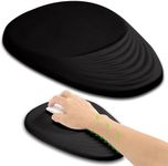 TARKAN Ergonomic Mouse Pad, Memory Foam Wrist Rest Pain Relief Mousepad with Non-Slip PU Base (Waves | Black)