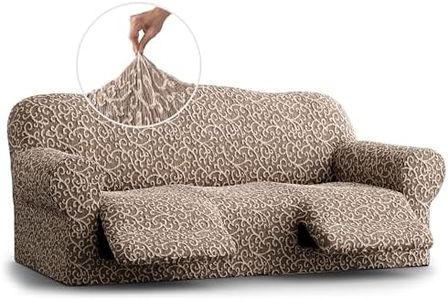 PAULATO BY GA.I.CO. Recliner Sofa Cover - Reclining Slipcover - Soft Polyester Fabric Slipcover - 1-Piece Form Fit Stretch Furniture Protector - Jacquard 3D Collection - Brown Arabesco (Recliner Sofa)