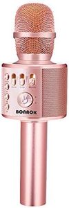 BONAOK Wireless Bluetooth Karaoke Microphone,3-in-1 Portable Instrument Wireless Microphone Mic Speaker Machine Home Party Birthday for All Smartphones(Champagne)