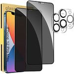 2 Pack Privacy Screen Protector for iPhone 12 Pro Max 6.7 inch and 2 Pack Camera Lens Protector Anti Spy Tempered Glass Full Coverage Case Friendly - Black