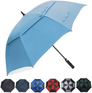 G4Free Golf Umbrella 63 Inch Large Oversize Double Canopy Vented Automatic Open Stick Umbrellas for Men and Women(Sky Blue)