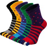 ZAKASA Mens Toes Socks Cotton: Five Finger Socks Colorful Running Sports Athlete Crew Socks UK 6-10 Line 5 Pairs