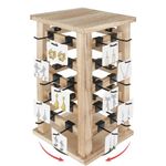 Teabelle Wooden Rotating Jewelry Organizer, Earring Holder Display Stand, Key Chain Display Rack with 40 Hooks and 100 Earring Cards, 360 Rotation Holder for Vendor Events Craft Shows