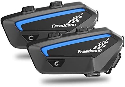 Motorcycle Bluetooth Headset FreedConn FX Motorbike Headset 2-10 Riders Helmet Communication System Waterproof Motorbike Intercom Using Universal Pairing Intercom with Music Sharing IP67 Black(2 PACK)