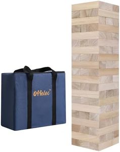 Offelec Tumbling Tower Blocks Games,Large Wooden Blocks Stacking Game for Kids Adults Family Classic Stacking Board Games for Indoor Outdoor Backyard Lawn Stack to Over 3.2Ft- 60pcs with Carrying Bag