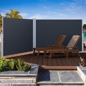 YITAHOME 236''X 63'' Double Side Awning Retractable Side Awning Privacy Screen Privacy Fence Waterproof UV-Resistant Privacy Awning Outdoor for Garden,Gray