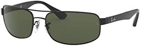 Ray-Ban Men's RB3445 Rectangular Sunglasses, Black/Polarized Dark Green, 64 mm
