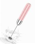Maestri House Rechargeable Milk Frother, Handheld Electric Foam Maker Detachable Stainless Steel Whisk Drink Mixer Foamer Mini Blender for Matcha, Lattes, No Stand, LunaFro Mini (Rose/Silver