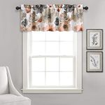 Lush Decor Leah Room Darkening Window Curtain Valance Floral Insulated Grommet, Valance, Coral and Gray