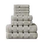 GC GAVENO CAVAILIA 8 Piece Towel Bale Set - Egyptian Cotton | Face Towel | Hand Towel | Bath Towel | - Quick Dry & Highly Absorbent Towels Silver - Washable Towels For Bathroom