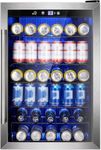 Electactic 145 Can Beverage Refrigerator, 37 Bottle Wine Fridge with Smart Temperature Control, 4.4 CU FT Quiet Freestanding Mini Fridge with Child Lock Panel for Family Restaurant Bar