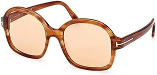 Tom Ford Ladies 5745e Sunglasses Stripe Tan Brown, Light brown / brown stripes, One Size