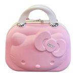 SIBY Hello Kitty Makeup Organizer Bag for Girls - ABS Plastic, Mirror, Zipper Lock, Portable Travel Cosmetic Case - Pink