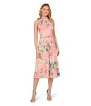 Adrianna Papell Women's Printed Midi Dress, Blush Multi, 14 Plus