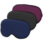 Hochoek Silk-Sleep-Mask Eye-Mask Eye-Cover Eyeshade - 100% Silk Soft Adjustable Strip Eye Cover(Black+Dark Blue+Purple)