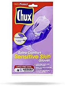 Chux Extra Comfort Sensitive Skin Gloves, Latex-Free Vinyl with Cotton Lining, Medium, 1 Pair