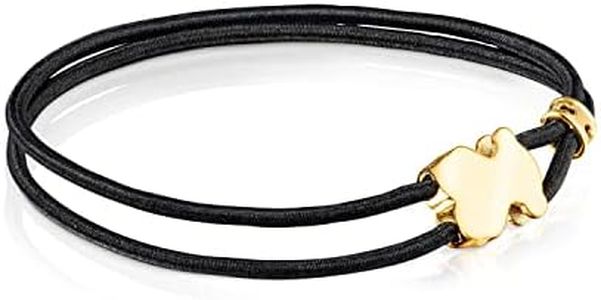 TOUS Bracciale elastico in nero da donna con motivo orsi in argento vermeil di prima legge 1,1 cm, lunghezza 17 cm, elegante e colorato, collezione Sweet Dolls, P