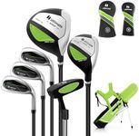 Goplus Junior Complete Golf Club Set for Kids, Right Hand Golf Clubs with Stand Bag, Rain Hood, Golf Practice Set for Ages 5-7,8-10,11-13 Boys Girls (Green, Ages 11-13, 6PCS)