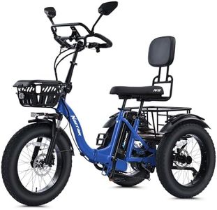 NARRAK Electric Tricycle for Adults Seniors, 750W Fat Tire 3 Wheel E-Trike, 48V 13Ah UL 2849 Battery, 55-Mile Max Range, Semi-Recumbent Trike with 3 Hydraulic Brakes (Premium Model, N8-Blue)