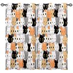 ANHOPE Cat Curtains Eyelet Soft Thermal Insulated Blackout Curtains Cute Cartoon Animal Kitten Head Print Pattern Ring Top Window Drapes for Kids Bedroom Living Room 66 x 54 Inch 2 Panels