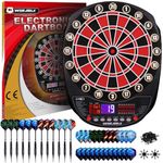 WIN.MAX Electronic Dart Board Soft Tip Dartboard Set LED Displays 3 Languges with 12 Darts 100 Tips Power Adapter Red