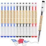 12 Pcs Gel Pens for Writing, Pens Black Ink, Smooth Writing Pens, Ink Pen for Writing, Liquid Ink Rollerball Pens, Pens Multipack, Gel Pens Inky for School Kids Adult - Black, Blue, Red