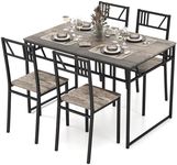 Giantex 5 Piece Dining Table Set, Industrial-Style Kitchen Table & 4 Chairs w/Wood Like Tabletop & Metal Frame, Rectangular Table & Chair Set for Kitchen, Dining Room & Small Spaces