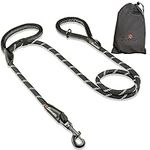 Sweetie Rope Dog Lead - Strong Leash Black with 2 Comfortable Padded Handles 5 FT for Medium & Large Size Pets - Reflective, Weather Resistant & O-Ring. Black