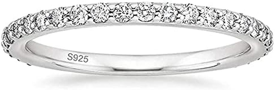 Zakk Eternity Anillo para mujer, plata de ley 925, circonitas, anillos de eternidad, estrechos, anillos de compromiso, alianzas de boda, anillos de recuerdo, anillos de 2 mm (Plata,Size 52 (16.6))