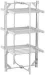 Taylor & Brown 3 Tier Heated Clothes Airer | Deluxe Folding Aluminium Clothes Drying Rack | Electric Laundry Drying Horse Rack | 220W Energy Efficient 24 Rails, 111cm