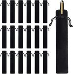 Velvet Pen Pouch Black Drawstring Pen Bag Black Pencil Case Pen Bag Soft Single Pen Sleeve Holder Home Decor Products for Student Adult Gifts School Office Business Supplies (100 Pieces)