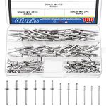 Glarks 160Pcs M3.2/M4/M4.8 Blind Rivets 304 Stainless Steel Pop Rivets Assortment Kit for Joining Metal Plate, Automotive, Instruments, Furniture