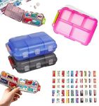 5PCS Pocket Pharmacy Travel Pill Case with Optional Medicine Stickers Labels, Pill Box Pill Organizer with Labels, Pill Container with Pill Stickers Medication Labels with 10 Compartments (5pcs/Set)