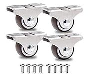 GBL 1" Small Fixed Caster Wheels Without Brakes + Screws - 90Lbs - Low Profile Castor Wheels - Set of 4 No Floor Marks Silent Casters - Mini Wheels for Cart