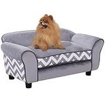 PawHut Pet Sofa Couch Dog Cat Wooden Sponge Sofa Bed Lounge Comfortable Luxury w/Cushion, Grey