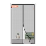 MAGZO Magnetic Fly Screen Door 80 x 200 CM, Durable Fly Nets Mosquito Mesh with Full-Frame Hook Tape Weatherproof, Grey