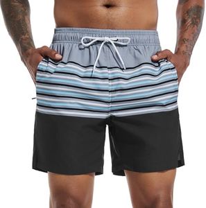 SILKWORLD Mens Swim Trunks Quick Dry Bathing Suits Shorts with Zipper Pockets, MQ18_Zip_P14, Medium