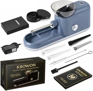 KROWON Electric Cigarette Rolling Machine, Automatic Cigarette Maker, One-Touch Operation, Complete All-in-One Accessories Kit, Elegant Gift-Ready Design (Gray)