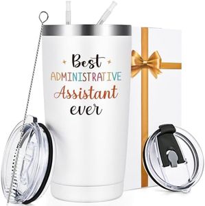 Qtencas Administrative Professional Day Gifts for Administrative Assistant, Best Administrative Assistant Ever Stainless Steel Insulated Travel Tumbler, Administrative Assistant Gifts(20oz, White)