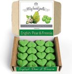 English Pear & Freesia Wax Melts: 16 x 5g Heart Shaped |Scented Wax Melts, Vegan & Pet Friendly, Cruelty & Plastic Free, Handmade in UK, Candle Alternative