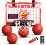 EagleStone Basketball Hoop Indoor, Mini Hoop Baskerball with Double Electronic Scoreboard IED Light, Kids Basketball Hoop with Remote Control, Indoor Basketball Hoop Toys Gifts for Kids 8-12