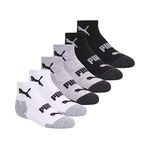 PUMA boys 6 Pack Quarter Crew Socks, Navy, 9-11